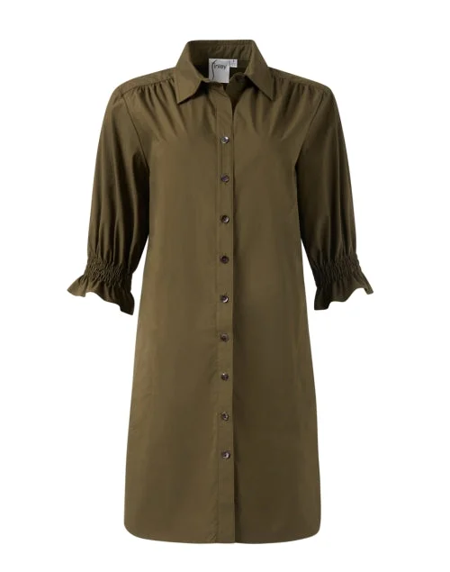 Everyday Dress with Bell Sleeves for a Dramatic Look Miller Olive Green Shirt Dress Everyday Dress with Bell Sleeves for a Dramatic Look Miller Olive Green Shirt Dress