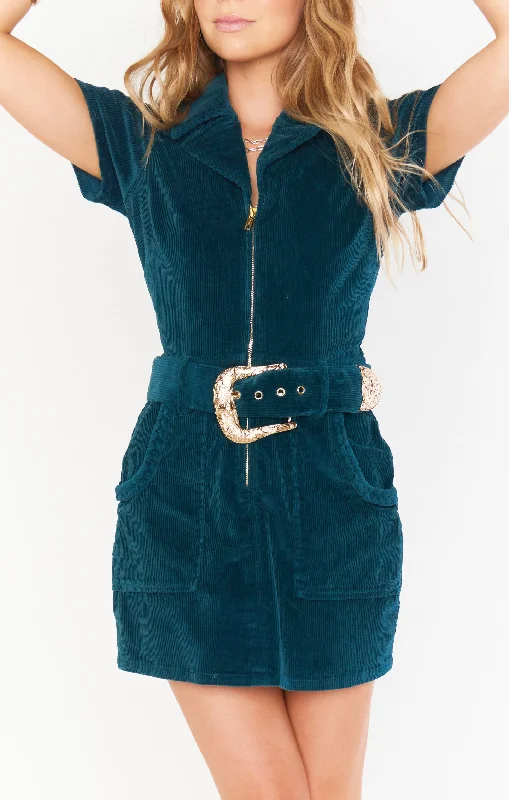 Mini dresses with embroidered details for a unique touch Outlaw Dress ~ Jade Corduroy