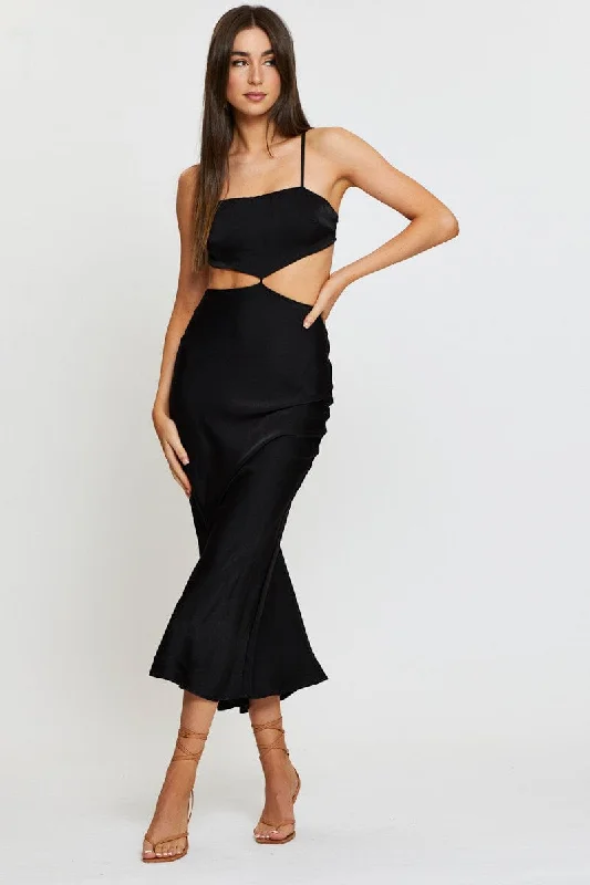 Midi dresses with ruched bodices for a feminine and fitted feel Black Midi Dress Satin Midi dresses with ruched bodices for a feminine and fitted feel Black Midi Dress Satin