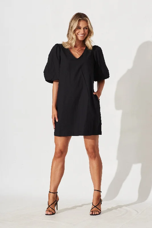  Ashlynn Dress In Black Cotton