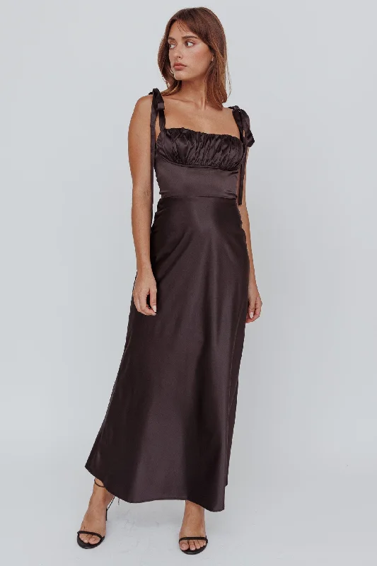Midi dresses with button - down skirts for a unique and functional design Pennelope Tied Shoulder Maxi Dress Black Midi dresses with button - down skirts for a unique and functional design Pennelope Tied Shoulder Maxi Dress Black