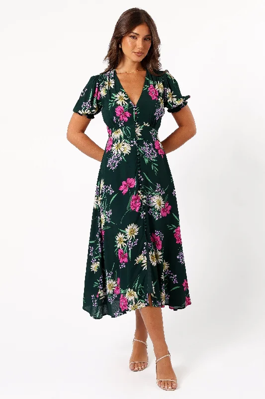 Midi dresses with keyhole backs for a flirty and unexpected detail Mazie Floral Midi Dress - Eden Florals