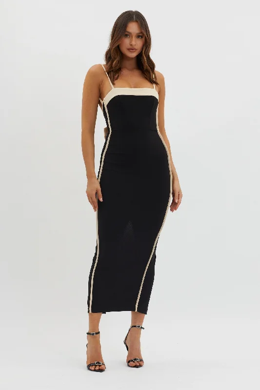 Midi dresses with button - front designs for a classic touch Mon Petit Chou Bow Back Dress Black Midi dresses with button - front designs for a classic touch Mon Petit Chou Bow Back Dress Black