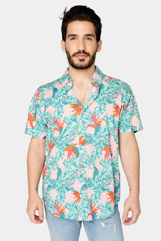 Everyday Dress with Batik Print for an Ethnic Look Robert Button Down Dress Shirt - Hibiscus Everyday Dress with Batik Print for an Ethnic Look Robert Button Down Dress Shirt - Hibiscus