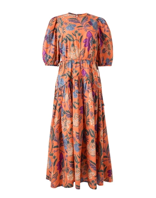 Everyday Midi Dress in Solid Color for Office​ Turin Multi Print Cotton Dress