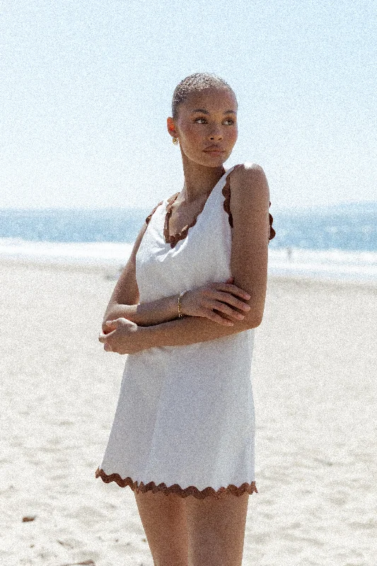 Mini dresses with bow accents for a sweet look Calliope Mini Dress - White Tan