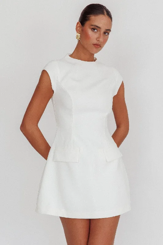 Mini dresses with wrap - around styles Aristos Cap Sleeve Mini Dress White