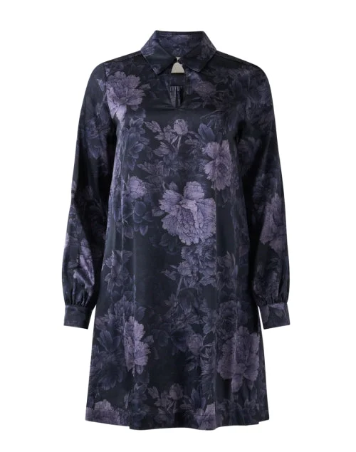 Men's Everyday Dress Shirt - style in Cotton Blend​ Myagi Indigo Blue Floral Dress