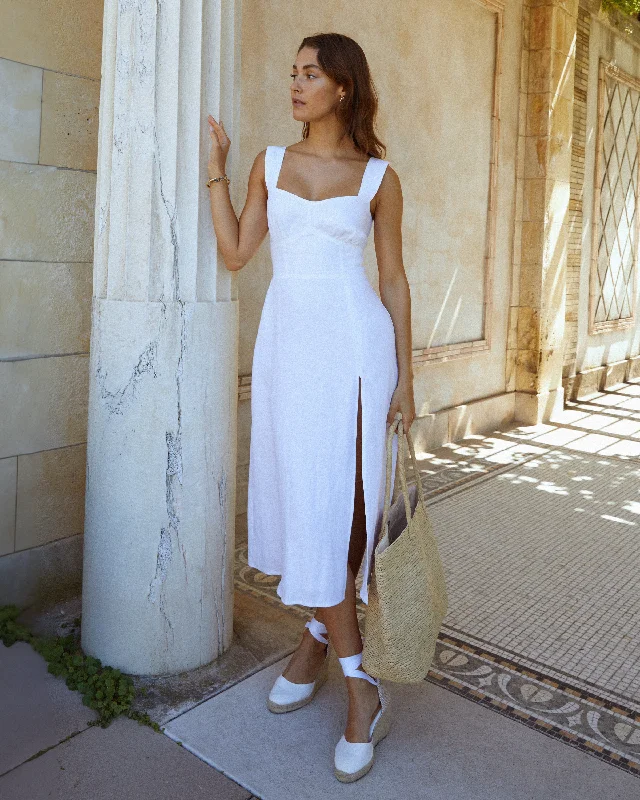 Midi dresses with keyhole backs for a flirty and unexpected detail Cassia Linen Dress