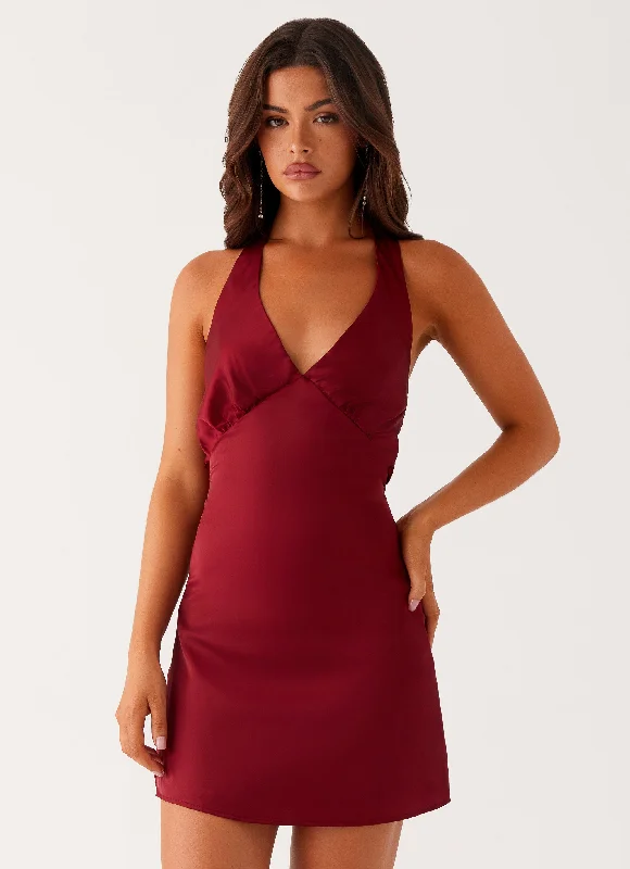  Heavy Hearted Mini Dress - Wine