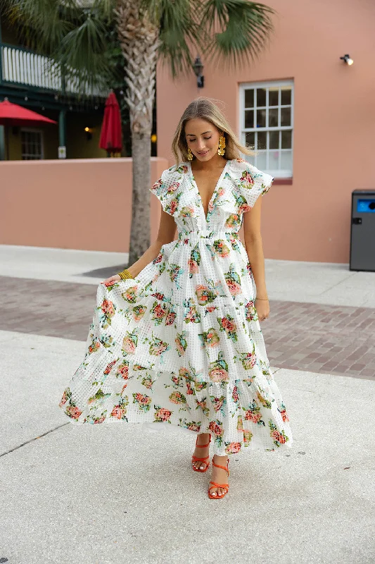 Everyday Dress with UV - protection for Sun - filled Days Cece Flutter Sleeve Maxi Dress - Scottish Rose Everyday Dress with UV - protection for Sun - filled Days Cece Flutter Sleeve Maxi Dress - Scottish Rose