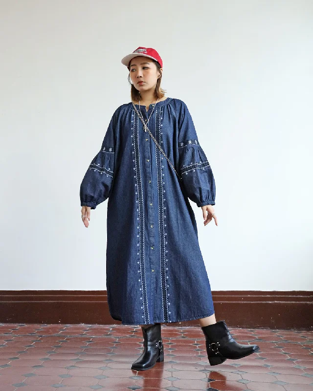  Embroidery Denim Dress