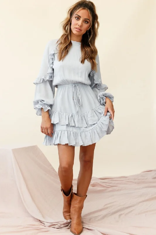 Animal print mini dresses for a bold statement Best Wishes Long Sleeve Frill Detail Dress Grey Animal print mini dresses for a bold statement Best Wishes Long Sleeve Frill Detail Dress Grey