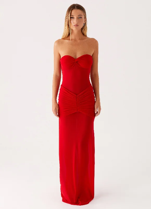  Ottilie Mesh Maxi Dress - Red