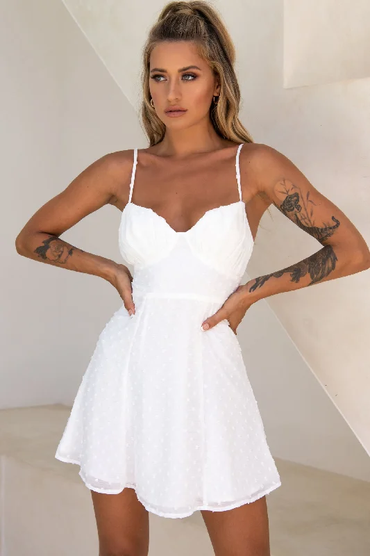 Mini dresses with mesh panels for a sexy and trendy look Good Morning Angel Ruched Bust A-Line Dress White Mini dresses with mesh panels for a sexy and trendy look Good Morning Angel Ruched Bust A-Line Dress White