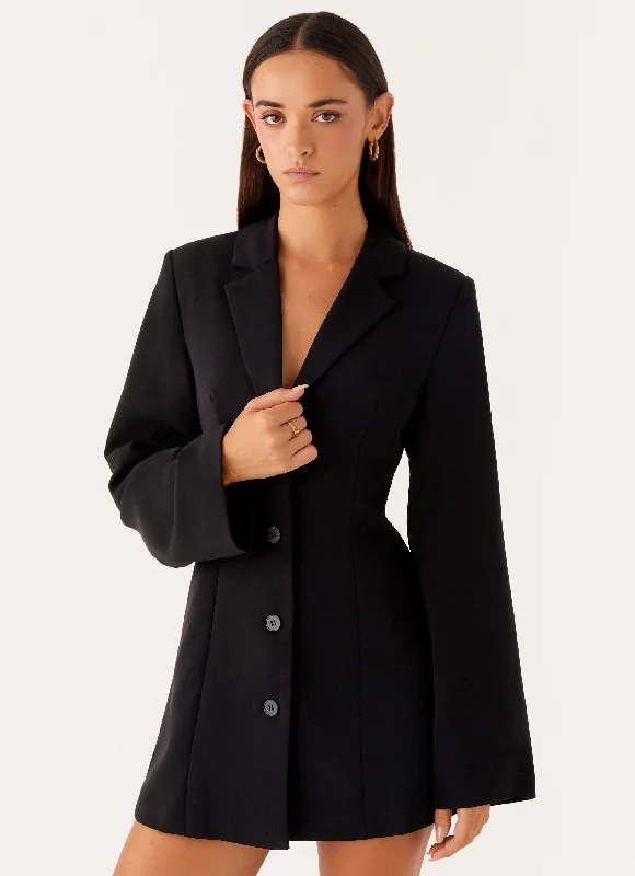 Mini dresses with one - shoulder designs Albi Fitted Blazer Mini Dress - Black