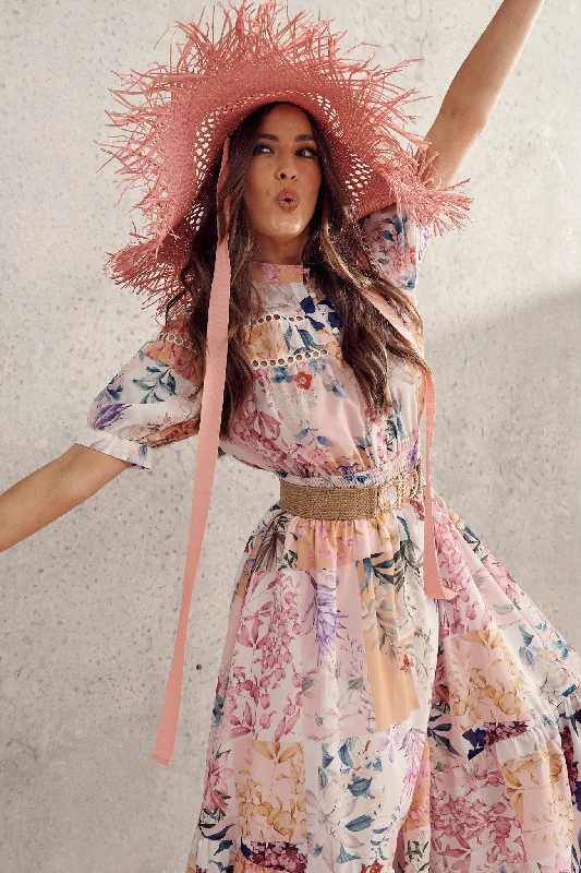 Everyday Dress with Printed Animals for a Playful Look​ Lynette Midi Dress In Rust Patch Floral