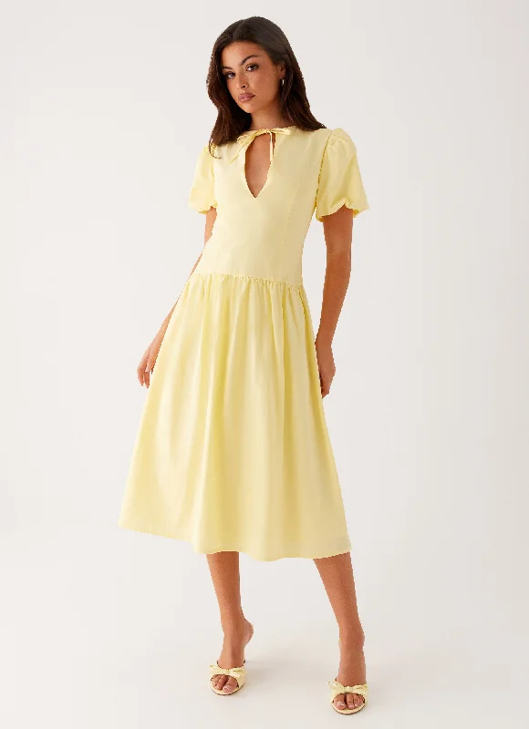 Everyday Dress with Raglan Sleeves for a Comfortable Fit​ Reyna Midi Dress - Yellow