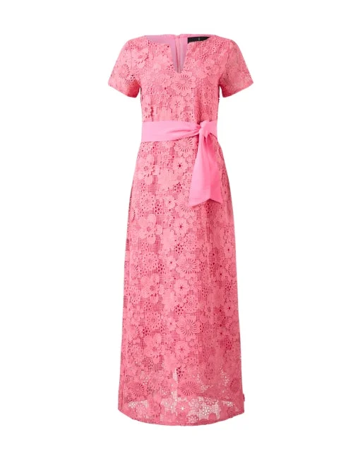 Everyday Dress with Durable Polyester - cotton Blend for Long - lasting Wear Heidi Pink Lace Dress Everyday Dress with Durable Polyester - cotton Blend for Long - lasting Wear Heidi Pink Lace Dress