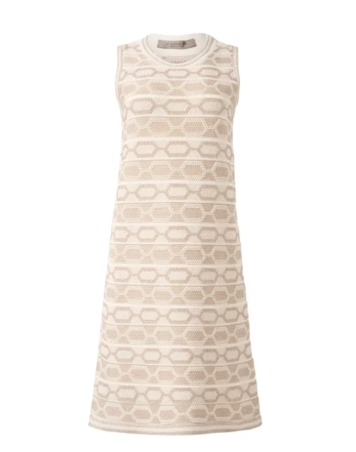 Everyday Dress with Wrinkle - resistant Material for Convenience Beige Chain Knit Dress Everyday Dress with Wrinkle - resistant Material for Convenience Beige Chain Knit Dress