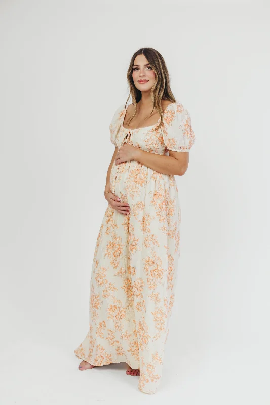 Midi dresses with printed lining for a hidden and stylish detail Haven 100% Cotton Tie-Front Maxi Dress in Sherbet - Bump Friendly Midi dresses with printed lining for a hidden and stylish detail Haven 100% Cotton Tie-Front Maxi Dress in Sherbet - Bump Friendly