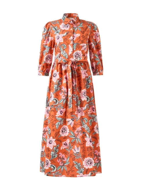  Marlene Orange Floral Print Dress