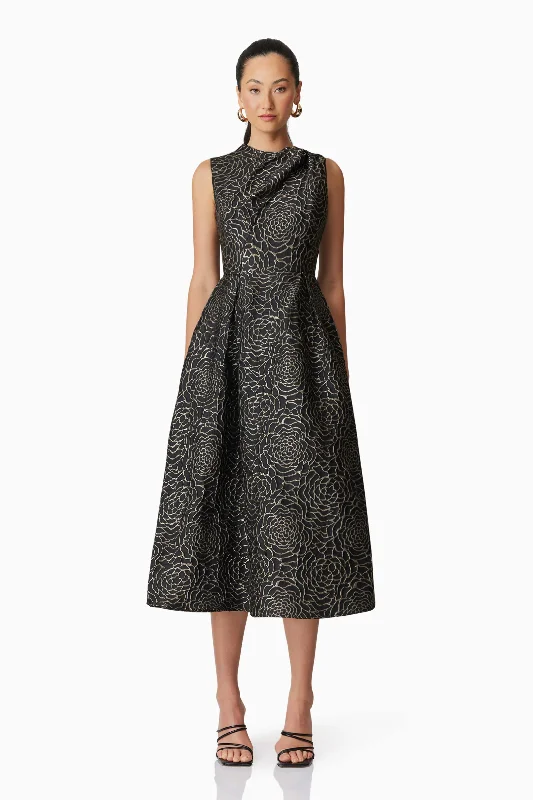 Midi dresses with button - front designs for a classic touch Deanna Midi Dress in Black