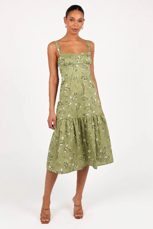 Midi dresses with polka dot prints for a playful summer outfit Paisley Midi Dress - Sage Botanica Midi dresses with polka dot prints for a playful summer outfit Paisley Midi Dress - Sage Botanica