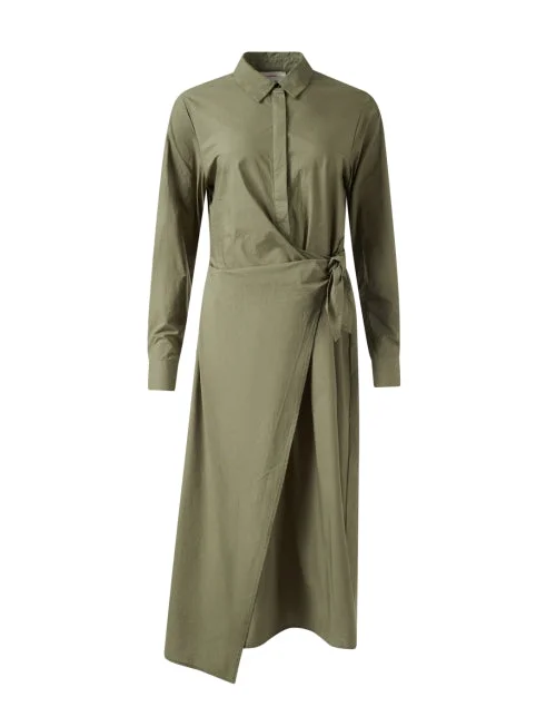 Everyday Dress with High - low Hem for a Trendy Edge McCallister Green Shirt Dress Everyday Dress with High - low Hem for a Trendy Edge McCallister Green Shirt Dress