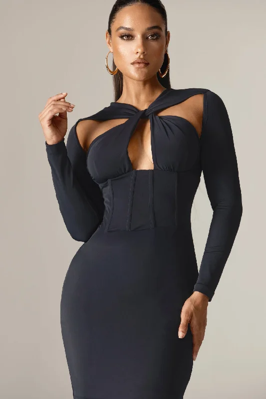 Ruffled mini dresses for a romantic touch Renata Criss Cross Neckline Mini Dress (Navy Blue) Ruffled mini dresses for a romantic touch Renata Criss Cross Neckline Mini Dress (Navy Blue)
