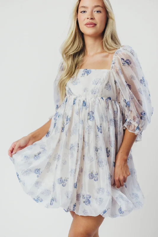 Mini dresses with spaghetti straps for a delicate look Chase Bubble Hem Mini Dress in White/Periwinkle Mini dresses with spaghetti straps for a delicate look Chase Bubble Hem Mini Dress in White/Periwinkle