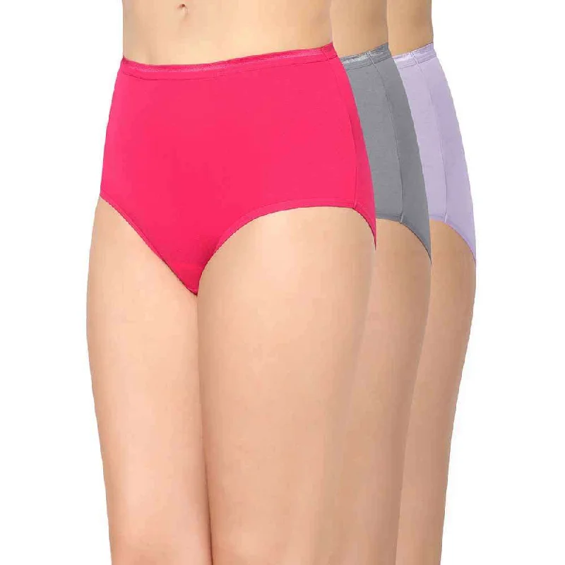 Cotton High Waist Full Coverage Everyday Wear Pack of 3  Full Brief Panty