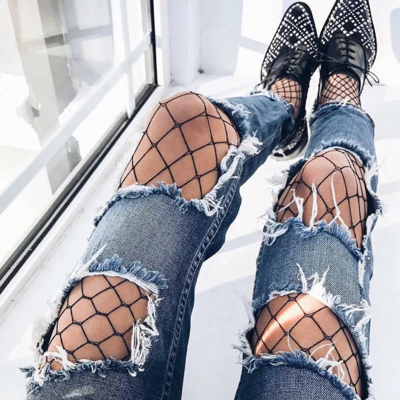 Women's Denim - Look Tight Trousers in Light Blue for a Casual and Versatile OptionFishnet Stockings (3 Styles) Women's Denim - Look Tight Trousers in Light Blue for a Casual and Versatile OptionFishnet Stockings (3 Styles)