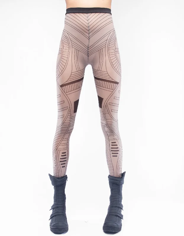 Plus Size Women's Sheer Tight Trousers in Nude for a Subtle and Stylish StatementLEGGINGS SKIN MODULAR Plus Size Women's Sheer Tight Trousers in Nude for a Subtle and Stylish StatementLEGGINGS SKIN MODULAR