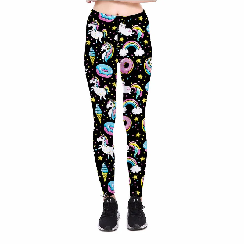 Plus Size Women's Stretch Cotton Tight Trousers in Navy for Comfortable Everyday WearUnicorn Donut Leggings Plus Size Women's Stretch Cotton Tight Trousers in Navy for Comfortable Everyday WearUnicorn Donut Leggings