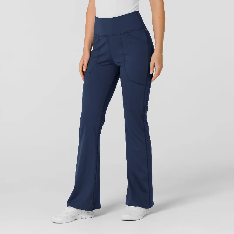 Plus Size Women's Metallic - Finish Joggers for a Stylish LoungeRENEW Knit Women's Flare Yoga Scrub Pant - Navy Plus Size Women's Metallic - Finish Joggers for a Stylish LoungeRENEW Knit Women's Flare Yoga Scrub Pant - Navy