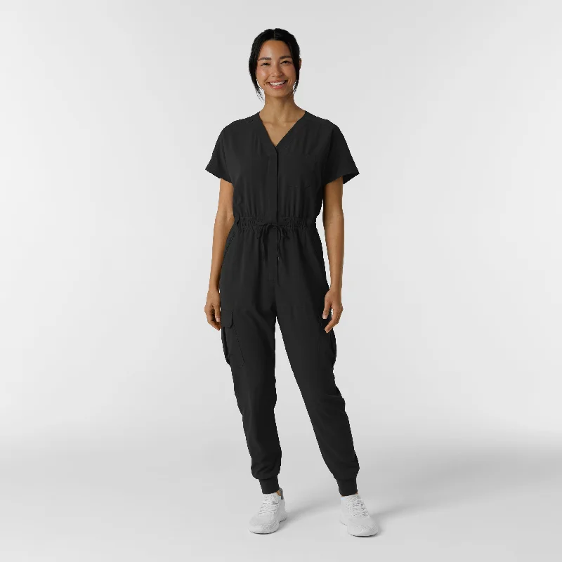 Plus Size Women's Pleated Front Dress Pants for Office WearRENEW Women's Cargo Jogger Scrub Jumpsuit - Black Plus Size Women's Pleated Front Dress Pants for Office WearRENEW Women's Cargo Jogger Scrub Jumpsuit - Black