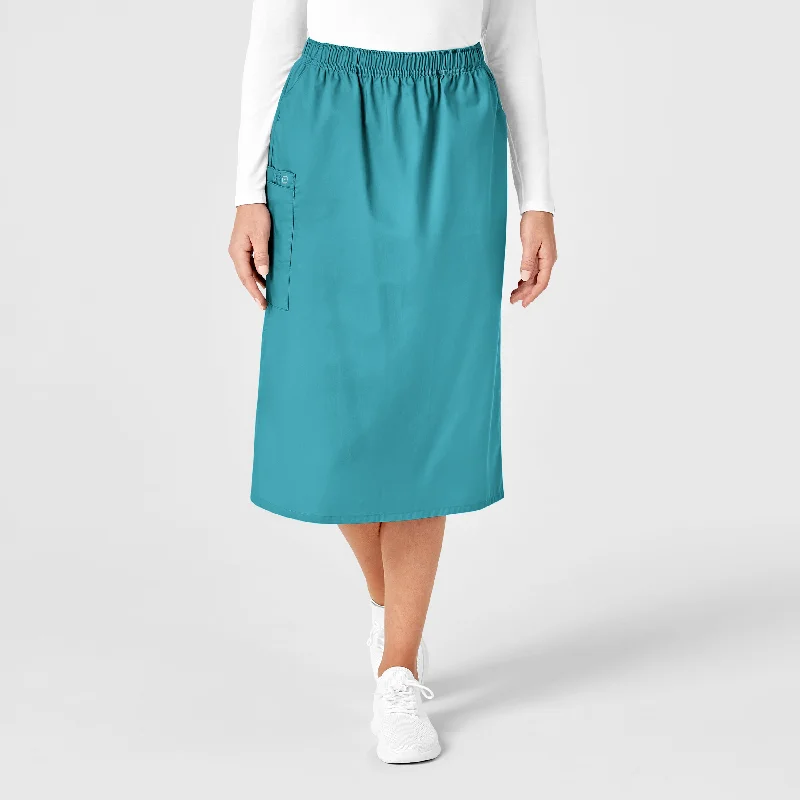 WonderWORK Women's Pull On Cargo Scrub Skirt - Teal Blue