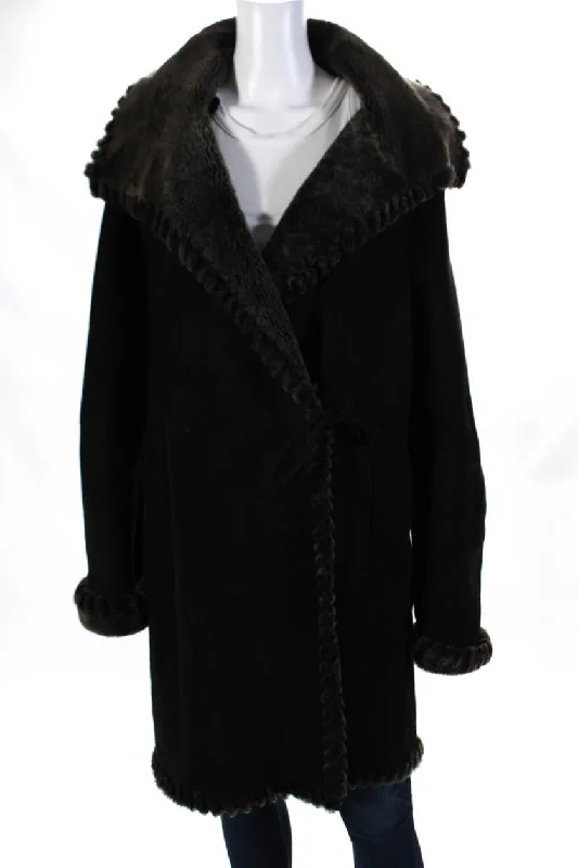 Sleeveless women's overalls for a trendy lookChristina Womens Suede Fur Lined Long Sleeve Tie Front Overcoat Black Sleeveless women's overalls for a trendy lookChristina Womens Suede Fur Lined Long Sleeve Tie Front Overcoat Black