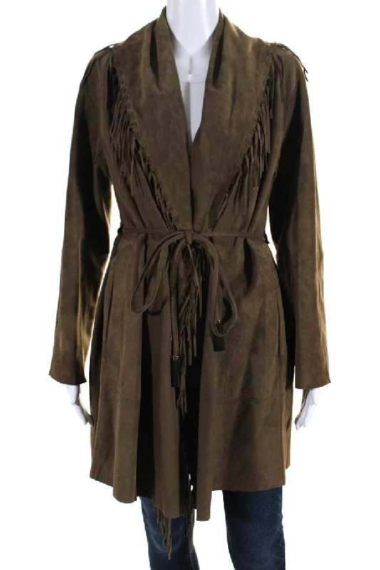 Women's overalls with a zipper front closureLafayette 148 New York Womens Suede Fringe Hem Open Front Overcoat Brown Women's overalls with a zipper front closureLafayette 148 New York Womens Suede Fringe Hem Open Front Overcoat Brown