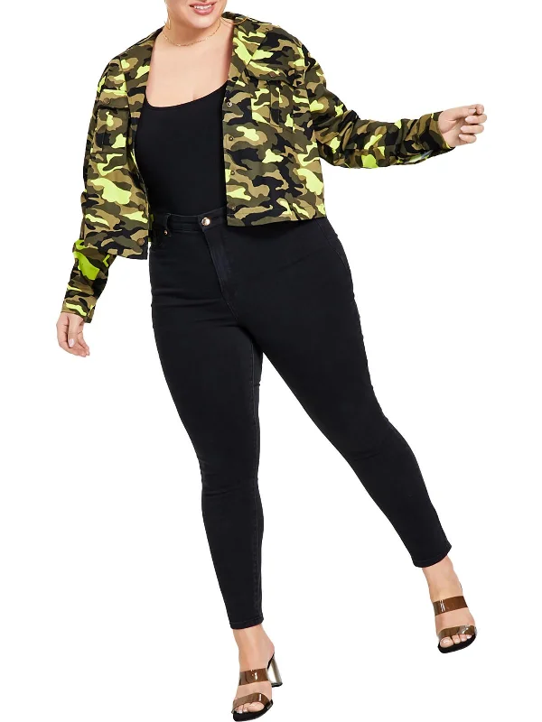 Women's overalls with a pocket on the chestPlus Womens Camo Cargo Overcoat