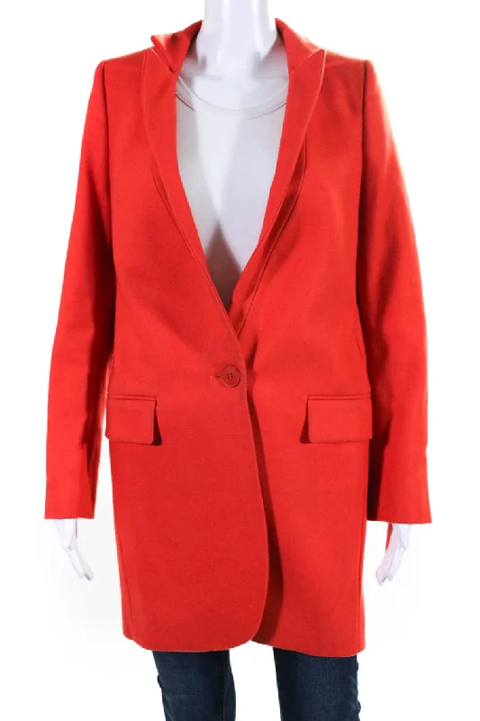 Women's overalls made of organic cottonStella McCartney Womens Wool One Button Inverted Collar Overcoat Orange Women's overalls made of organic cottonStella McCartney Womens Wool One Button Inverted Collar Overcoat Orange