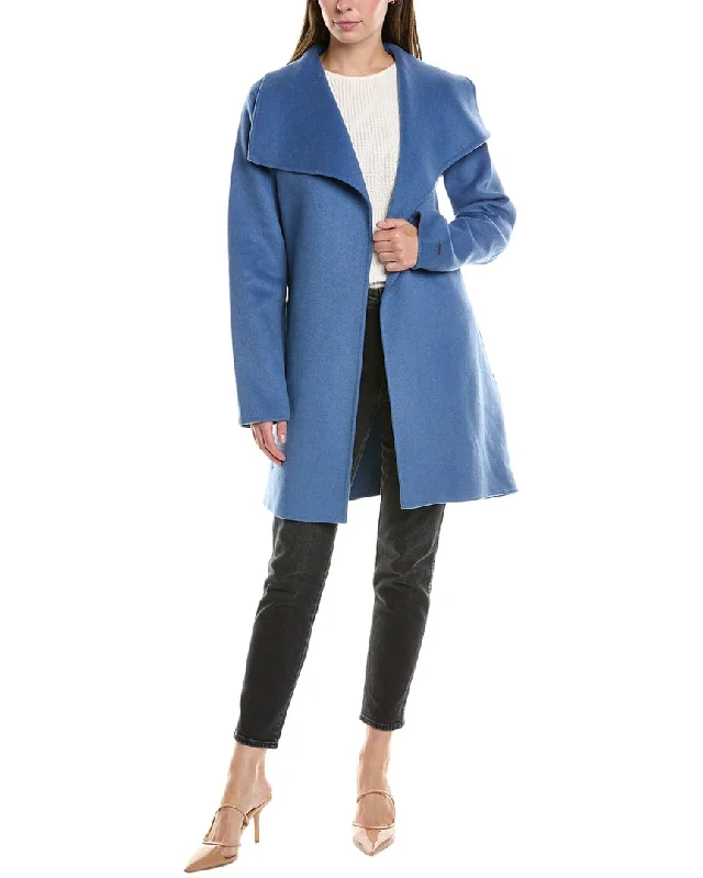 Women's overalls with a fleece - lined interiorTahari Ella Wool-Blend Overcoat