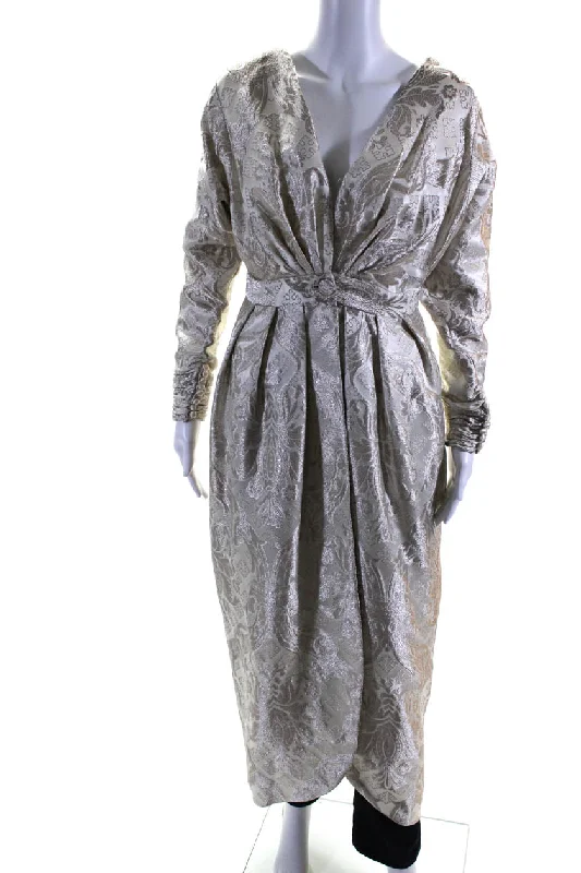 Button - down women's overalls for a traditional touchUlla Maija Womens Brocade One Button Long Sleeved Long Overcoat Cream Button - down women's overalls for a traditional touchUlla Maija Womens Brocade One Button Long Sleeved Long Overcoat Cream