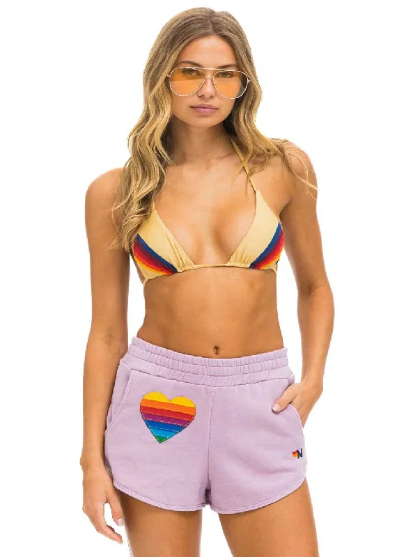 lace trimmed women bikini briefs for a feminine touchAviator Nation Women's Rainbow Heart Stitch Lounger Shorts - Mauve Purple lace trimmed women bikini briefs for a feminine touchAviator Nation Women's Rainbow Heart Stitch Lounger Shorts - Mauve Purple