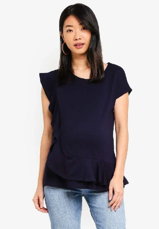 seamless wireless bras for everyday comfortCap Sleeves Cosette Frill Nursing Top Navy seamless wireless bras for everyday comfortCap Sleeves Cosette Frill Nursing Top Navy