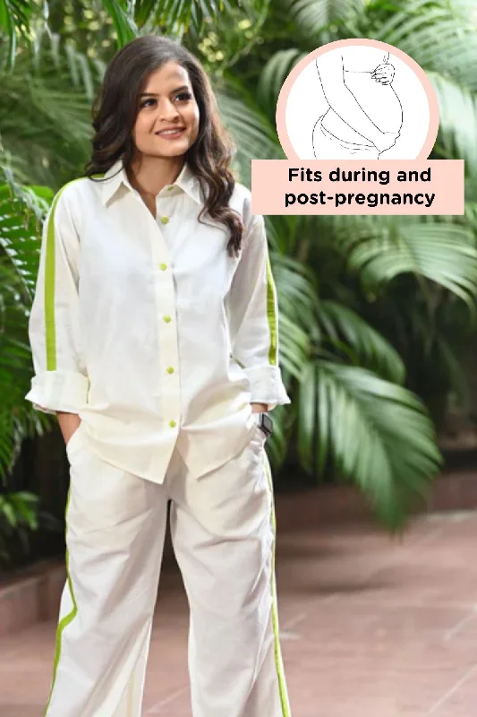 Classic Ivory Maternity & Nursing Coord Set (Cotton Linen) (2 pc)