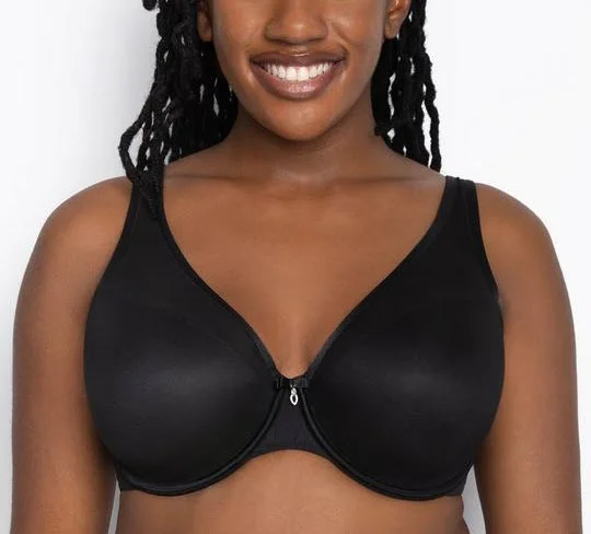 strapless lace bras for formal eventsCurvy Couture Sheer Mesh Plunge Black Hue T Shirt Push Up Bra 1310