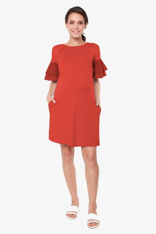 balconette bras for a sexy necklineFlounce Sleeves Calissa Bamboo Cotton Nursing Dress Dark Coral balconette bras for a sexy necklineFlounce Sleeves Calissa Bamboo Cotton Nursing Dress Dark Coral