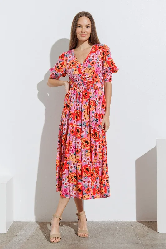 lace balconette bras for a luxurious feelFuchsia Floral Button Front Smocked Waist Tiered Midi Dress lace balconette bras for a luxurious feelFuchsia Floral Button Front Smocked Waist Tiered Midi Dress